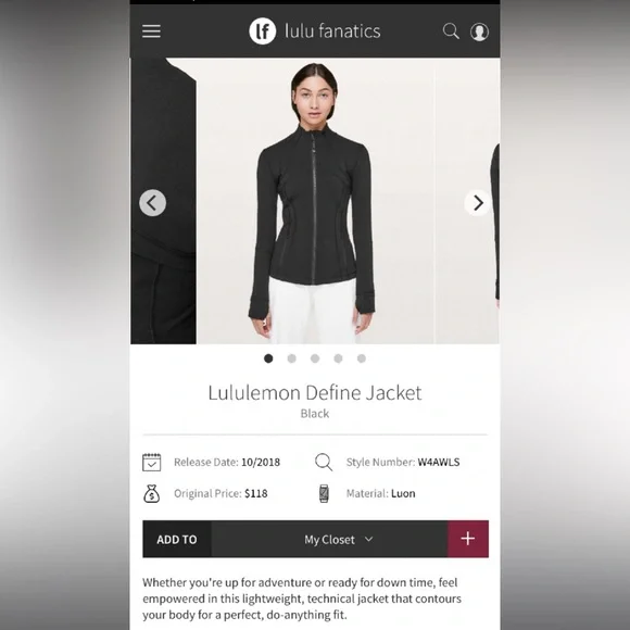 Lululemon Define Jacket Black Size 16 - Picture 11 of 12